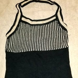 Stitched Black & Beige Halter